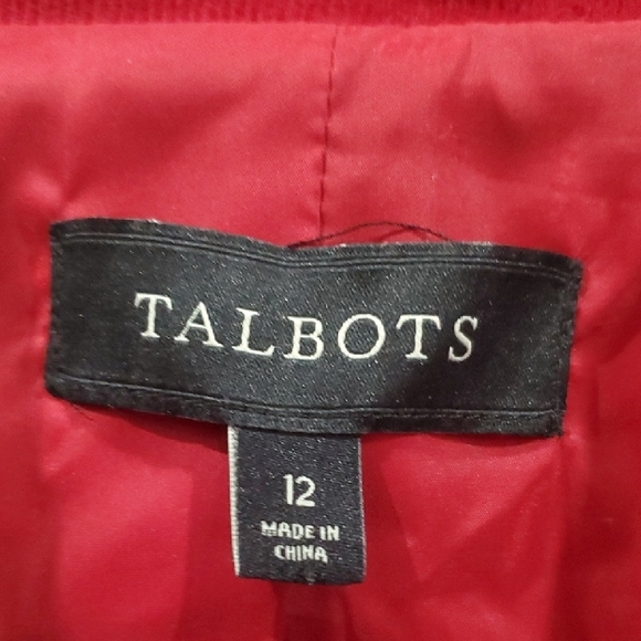 Talbots Dark Red Blazer with Gold Brindle Accents Great For VALENTINES 12 - Picture 2 of 8